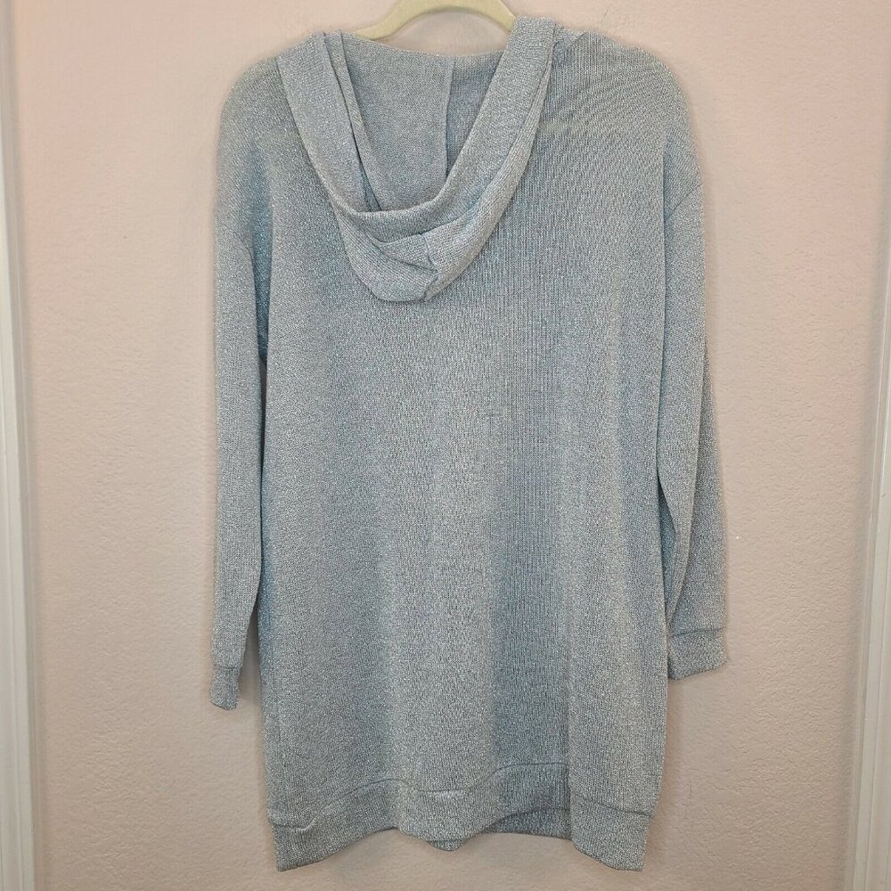 Divided H&M Sweater Womens Medium Gray Metallic Slouchy Sleeve Hooded Casual - Picture 8 of 12
